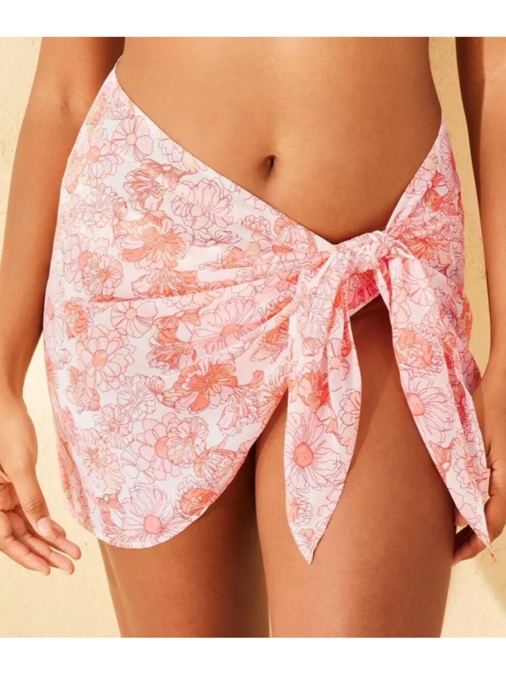 Shade & Shore Tropical Floral Print Mini Cover Up Sarong (Size Medium)